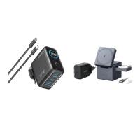 Cube 3-en-1 MagSafe Anker + Anker Chargeur Bloc USB-C 100 W Max 3 Ports