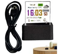 Cube 3D Hologram - Affichage de l'horloge numérique transparent, tableau d'horloge LED en temps réel | Album photo Wifi Holographique animé, petite horloge de station météo pour l'expérience de vision