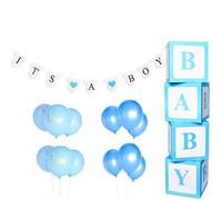 Cube BABY bleu + guirlande ""it's a Boy"" + ballons