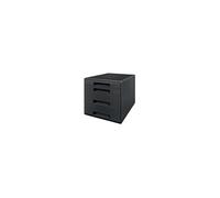 LEITZ - Bloc à Tiroirs pour Bureau, Organiseur de Bureau avec 4 Tiroirs A4, 100% Recyclable, Compensé en CO2 & Certifié Blue Angel, Gamme Recycle, coloris Noir, 53720095