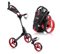 Cube Chariot de Golf à 3 Roues, Le Plus Petit Chariot de Golf Pliable léger, Ouverture/Fermeture à Deux étapes, poignée réglable en Hauteur, Frein à Pied, Support de Parapluie Inclus