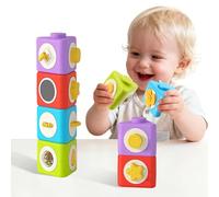 Cube d’activité Montessori multifonction, cube sensoriel de motricité avec éléments rotatifs et empilables, jeu éducatif de manipulation, jouet Montessori, cube de voyage compact, idée cadeau enfant