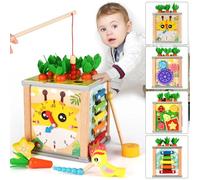 Cube d'Activité Bébé Jouet Bebe 1 an, 7 en 1 Cube Interactif Jeux Bebe Bois, Jouet d'Éveil Sensoriel Bois, Educatif Motricité Cube d'activité Jeux, jouet Montessori Cadeau Noel Enfant Garçon Fille