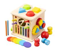 Cube d'activité en bois 8 en 1 - Jouet éducatif, apprentissage interactif, développement cognitif, puzzle, labyrinthe de perles, jeu de tri, engageant, amusant, bois durable | pour la maison Anniversa