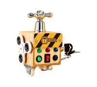 Cube d'Activité en Bois Jouet Électronique Bouton Marche-Arrêt Design | Centre d'Activité Éducatif en Bois pour Pour Garçons Filles Attention Langage