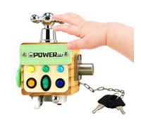 Cube d'Activité en Bois Jouet Électronique Bouton Marche-Arrêt Design | Centre d'Activité Éducatif en Bois pour Pour Garçons Filles Attention Langage