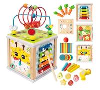 Cube d'activité - Montessori - 6 en 1 - Bois multicolore - Pour bébés à partir de 12 mois - Jouet éducatif pour petits - Mixte