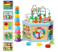 Cube d'activité - Montessori - 6 en 1 - Bois multicolore - Pour bébés à partir de 12 mois - Mixte