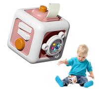 Cube d'Activité Montessori Jouet Sensoriel pour Tout-Petit.Jouet Fidget pour Bébé 18 Mois +.Développe la Motricité Fine,Jouet Portables pour Voyage en Famille et Apprentissage Éducatif pour Bébé(rose)