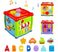 Cube d'activité pour bébé ZGEER - Jouet éducatif 6 en 1 - Tri des formes et des couleurs - Musique et son - Vert