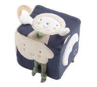 Cube d'activités bébé en coton bio - petit coeur bleu TU