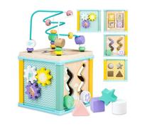 Cube d'activités en bois - 11 activités - Labyrinthe, puzzle, trieur de formes - Mixte