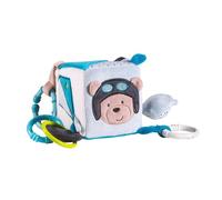 Cube d'activités en velours bleu - Sauthon - Lazare - Anneaux de dentition - Pour bébé garçon dès 1 mois