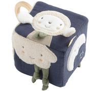 Cube d'activités bébé en coton bio - petit coeur bleu TU