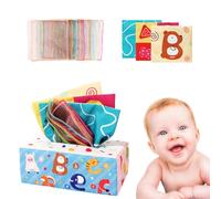 Cube d'apprentissage - Boîte pour mouchoirs sensoriels, développement des capacités cognitives, activité d'apprentissage précoce, objet de jeu doux pour les tout-petits, accessoires éducatifs