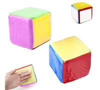 Cube d'apprentissage en Mousse 2 Pièces Dés en Peluche De 10 Cm Cube en Mousse avec Poches Transparentes À 6 Côtés Grand Cube en Mousse Colorés pour l'enseignement Précoce des Enfants