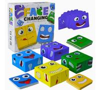 Cube de Construction Emojis,Puzzle Expression en Bois,Cubes Face Change Cube Jeu avec Cloche de défi,IQ Puzzle Expressions en Bois Matching Block Puzzles pour Enfant 3 an