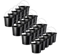KADAX Lot de 20 Seau de Chantier en Plastique 12 l avec poignée et bac ŕ mortier pour Chantier, Jardin, Seau ŕ Ciment, Seau de Nettoyage Noir, Polypropylčne, Noir, 24 x 30 x 23 cm