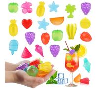Cube de Glace Réutilisable, XiXiRan 30pcs Reusable Ice Cubes, Glaçons Plastiques Forme de Fruit et Carré pour les Boissons de Fête, Boissons Décoratives, Glaçons pour Le Visage (Fruits*30pcs)