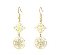 Cube de Métatron Nœud de sorcière Boucles d'oreilles Triquetra celtique Trinité Nudo De Bruja Géométrie sacrée Sceaux wiccans de l'archange Talisman Bijoux Cadeaux irlandais pour femmes (or 1)