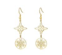 Cube de Métatron Nœud de sorcière Boucles d'oreilles Triquetra celtique Trinité Nudo De Bruja Géométrie sacrée Sceaux wiccans de l'archange Talisman Bijoux Cadeaux irlandais pour femmes (or 2)
