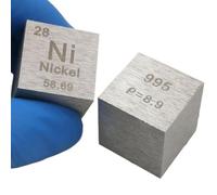 Cube de nickel cubique de 1 pouce, tableau périodique, cube de nickel cubique pur, bloc d'éléments métalliques rares, cubes d'éléments métalliques, 1 pièce