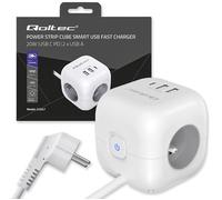 Cube de prise Qoltec 6en1 3xAC 2xUSB 1xUSB-C PD 20W 2m