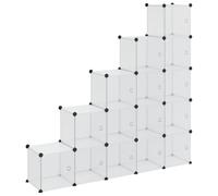 Cube de Rangement 15 Compartiments avec Porte Transparente, Étagère PP | Plastique PP imperméable, cadres acier stables, assemblage sans outil, empilable, usage maison bureau dortoir