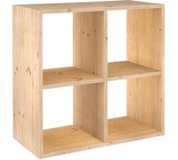 Cube de rangement 4 cases pin masif - 70.8 x 70.8 x 33 cm - bois brut
