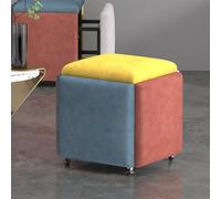 Cube de rangement 5 en 1 avec roulettes pivotantes, siège transformable pour salon, chambre à coucher et bureau, tissu technique élégant en 5 couleurs, design compact de 35 cm