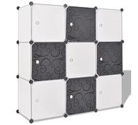 Cube de rangement à 9 compartiments en noir et blanc, solution d'économie d'espace pour la maison et le bureau