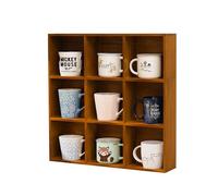 Cube de rangement en bois à 9 emplacements pour table ou étagère murale, étagère pour tasses, décoration murale rustique, bleu