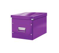 Leitz, Boîte de rangement Click & Store, Format cube L (36 x 32 x 31 cm), pour l'organisation des objets de la maison et du bureau, Montage bouton pression, En carton recyclé à 80%, Violet, 61080062