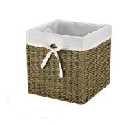 Cube de rangement en jonc de mer 28x28x28cm - Bois clair - 28 cm X 28 cm X 28 cm - CALICOSY