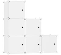 Cube de rangement modulable 6 cases avec portes - bibliothèque plastique 36,6 x 12,4 x 36,6"" - couleur milky