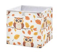 Cube de rangement pliable avec motif chouette et feuilles d'automne pour étagère de maison