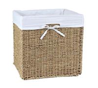 Cube de rangement pliable en jonc de mer 32 x 32 x 32 cm Bois clair