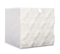 Cube de rangement pliable tissu tufté blanc 30x30 cm
