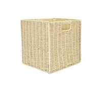 Cube de Rangement Pliable Tressé Coloris Beige -