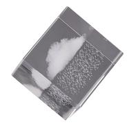 Cube Décoratif en Cristal Blanc, Nuage de Pluie pour Bureau, Noël Élégant | Aspect Transparent Nuages Polis et Gouttes, Ambiance Visuelle Apaisante, pour Table, Étude, Tableau de Bord Automobile