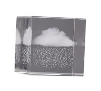 Cube Décoratif en Cristal Blanc Transparent, Nuages de Pluie, Noël | Aspect Brumeux Élégant, Objet Stable et Peu Encombrant, pour Étagère, Bureau, Décoration Intérieure ou Extérieure