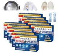 Cube détachant universel, comprimés nettoyants bio-enzymatiques multifonctionnels, nettoyant tout usage, solution de nettoyage facile à utiliser et à dissolution rapide (10 boîtes)