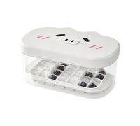 Cube Dispenser System | ABS 24 Cavity Reusable White Pink 19.8x12.6x8.8cm Bin Cover Press Eject | Coffee Cocktail Whiskey Beverage Party Chill Drinks | Kitchen Home Bar Picnic Travel Fun Use En