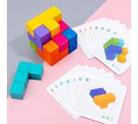 Cube En Bois, Bloc De Construction De La Pens¿¿E Spatiale, Jeu De Soci¿¿T¿¿ De R¿¿Flexion Parent-Enfant, Aide ¿¿ L'enseignement, Jeu De Table