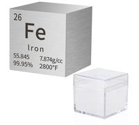 Cube en fer dense en métal pur haute densité pour collections d'éléments, expériences en laboratoire, loisirs, bricolage, enseignant, science, cadeau créatif (Fe 2,5 cm)