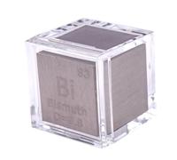 Cube en métal bismuth de 25,4 mm jusqu'à 99,9 % pur, tableau périodique, élément, densité gravée, collection, science, éducation, bloc d'affichage, cube + étui en acrylique - 1 pièce