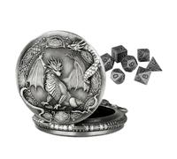 Cube en métal - Jouet polyédrique avec boîtier de montre de poche, 7 pièces cubes de jeu de rôle | Pour joueurs, débutants, adultes, planche, fête, maison, voyage, vacances, apprentissage, jeu de