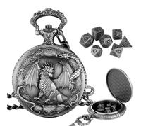 Cube en métal polyédrique avec étui de montre de poche | Sept dés de jeu pour joueurs et adultes, pour jeux de rôle et jeux de société, pour les fêtes, la maison et les voyages