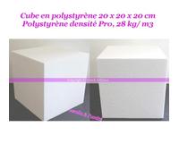 Cube en polystyrène 20 x 20 x 20 cm, Styro densité Pro, 28 kg/ m3 - Unique