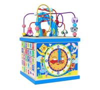 Cube Éveil Bois Multifonction - Jeu Éducatif Enfant 5 en 1, Parcours Perles Labyrinthe, Tri Formes Couleurs, Activité Sensorielle Ludique, Développement Cognitif | Convient Bébés Tout-Petits Cadeau Na